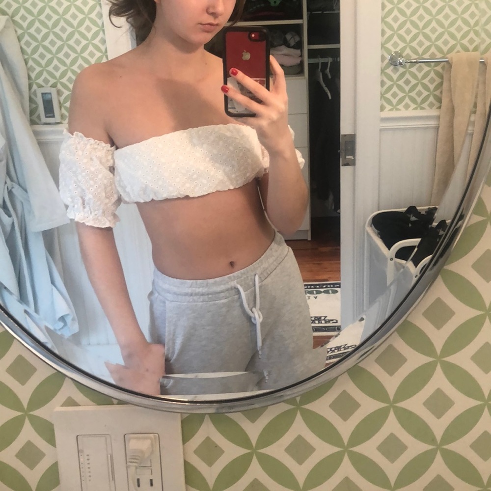 cropped off the shoulder top